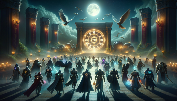 Nocna zbiórka rajdowa przed magiczną bramą